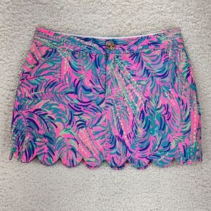 Lilly Pulitzer Lorelei Skort Womens 00 Multicolor Scalloped Hem Pockets Zipper